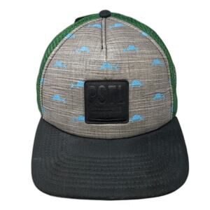 Pistil Trucker Hat Gray Green Blue One Size Mesh Snapback Marlin Pattern Patch